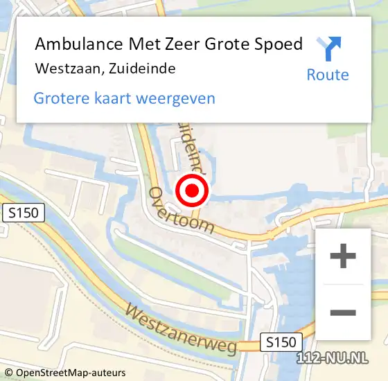 Locatie op kaart van de 112 melding: Ambulance Met Zeer Grote Spoed Naar Westzaan, Zuideinde op 8 oktober 2024 14:28