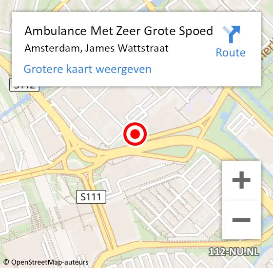 Locatie op kaart van de 112 melding: Ambulance Met Zeer Grote Spoed Naar Amsterdam, James Wattstraat op 8 oktober 2024 14:30