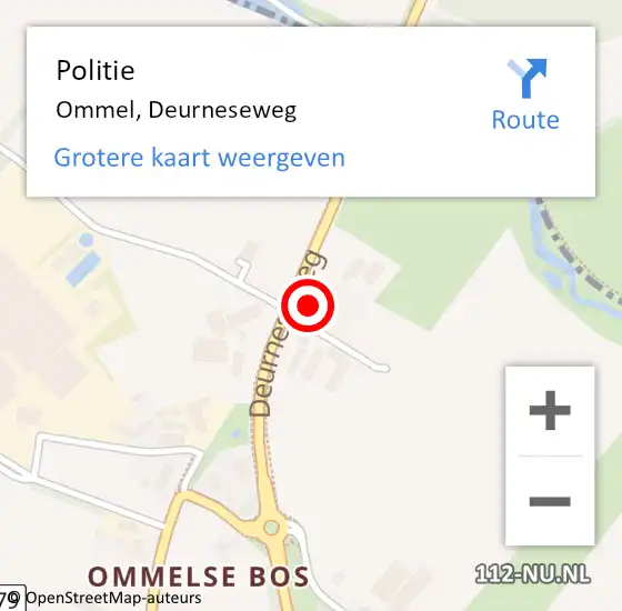 Locatie op kaart van de 112 melding: Politie Ommel, Deurneseweg op 8 oktober 2024 14:31