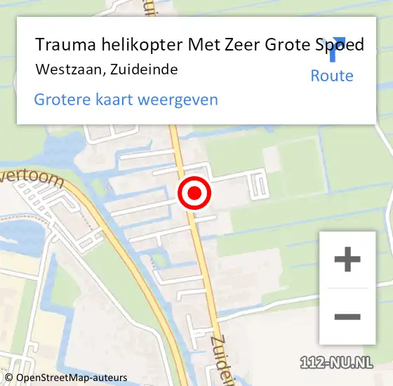 Locatie op kaart van de 112 melding: Trauma helikopter Met Zeer Grote Spoed Naar Westzaan, Zuideinde op 8 oktober 2024 14:32