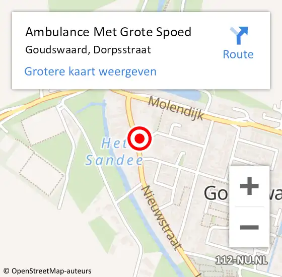 Locatie op kaart van de 112 melding: Ambulance Met Grote Spoed Naar Goudswaard, Dorpsstraat op 8 oktober 2024 14:44