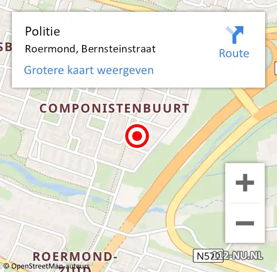 Locatie op kaart van de 112 melding: Politie Roermond, Bernsteinstraat op 8 oktober 2024 14:45