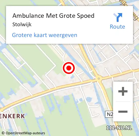 Locatie op kaart van de 112 melding: Ambulance Met Grote Spoed Naar Stolwijk op 8 oktober 2024 14:48