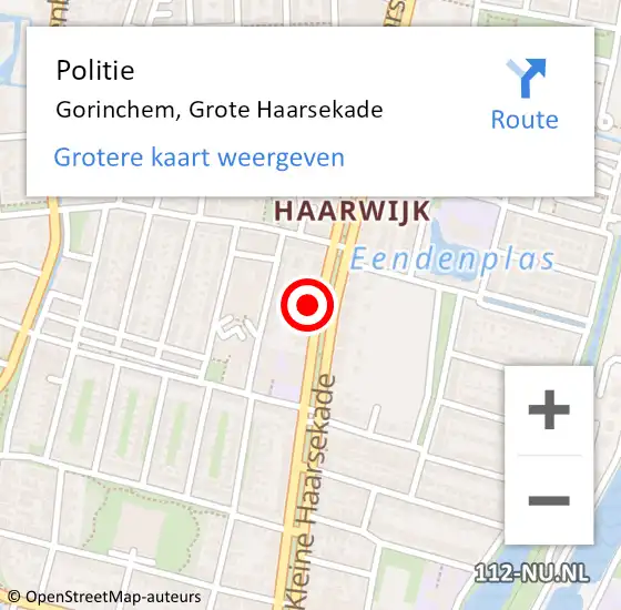 Locatie op kaart van de 112 melding: Politie Gorinchem, Grote Haarsekade op 8 oktober 2024 14:55