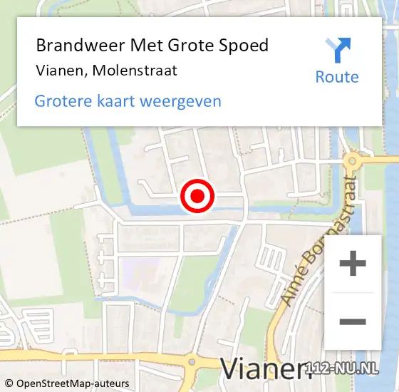 Locatie op kaart van de 112 melding: Brandweer Met Grote Spoed Naar Vianen, Molenstraat op 8 oktober 2024 14:59