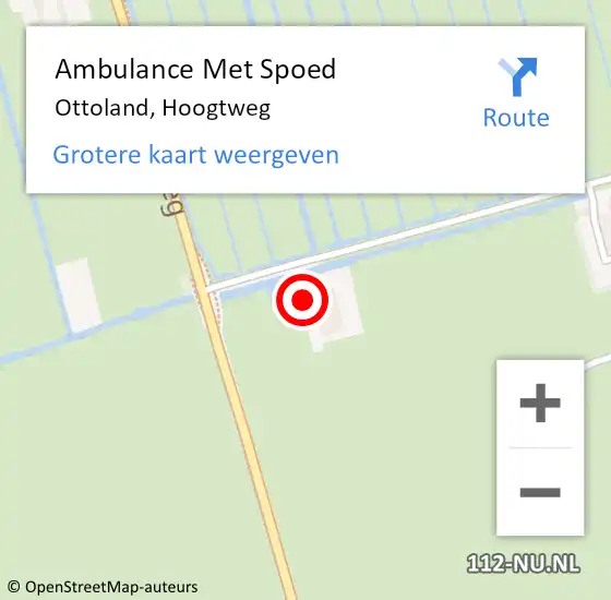 Locatie op kaart van de 112 melding: Ambulance Met Spoed Naar Ottoland, Hoogtweg op 8 oktober 2024 15:01