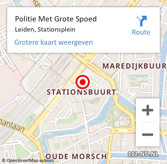 Locatie op kaart van de 112 melding: Politie Met Grote Spoed Naar Leiden, Stationsplein op 8 oktober 2024 15:02