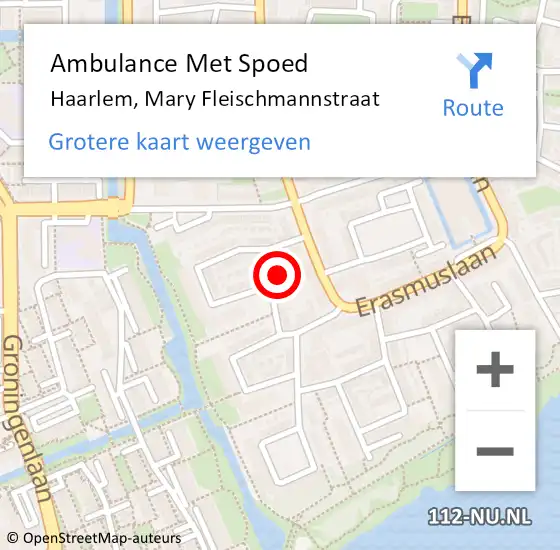 Locatie op kaart van de 112 melding: Ambulance Met Spoed Naar Haarlem, Mary Fleischmannstraat op 8 oktober 2024 15:06