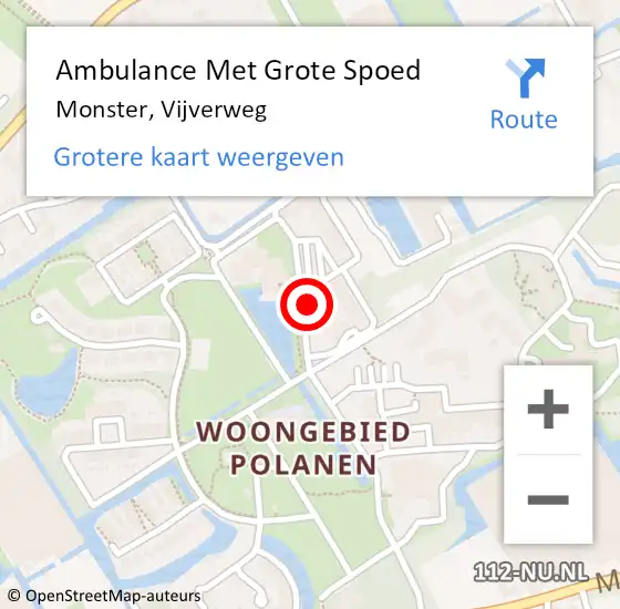 Locatie op kaart van de 112 melding: Ambulance Met Grote Spoed Naar Monster, Vijverweg op 8 oktober 2024 15:08