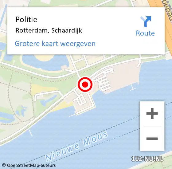 Locatie op kaart van de 112 melding: Politie Rotterdam, Schaardijk op 8 oktober 2024 15:09