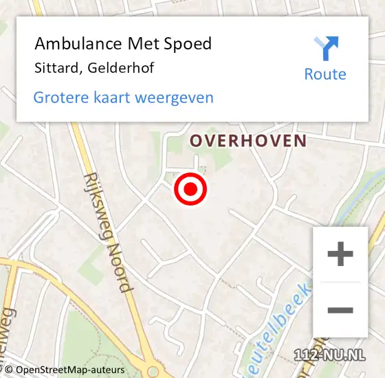 Locatie op kaart van de 112 melding: Ambulance Met Spoed Naar Sittard, Gelderhof op 22 oktober 2014 17:41