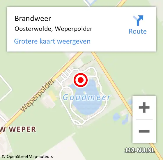 Locatie op kaart van de 112 melding: Brandweer Oosterwolde, Weperpolder op 8 oktober 2024 15:17