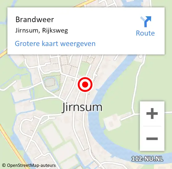 Locatie op kaart van de 112 melding: Brandweer Jirnsum, Rijksweg op 8 oktober 2024 15:17