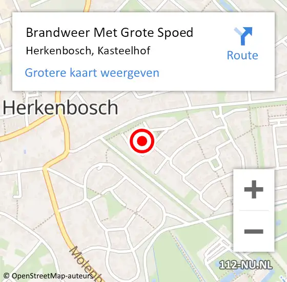 Locatie op kaart van de 112 melding: Brandweer Met Grote Spoed Naar Herkenbosch, Kasteelhof op 8 oktober 2024 15:18