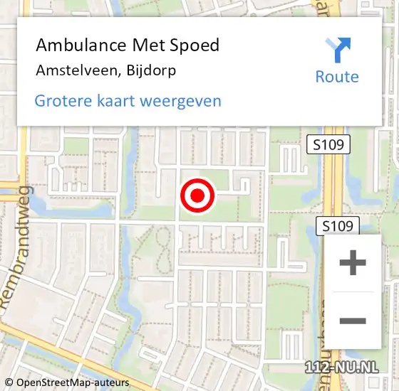 Locatie op kaart van de 112 melding: Ambulance Met Spoed Naar Amstelveen, Bijdorp op 8 oktober 2024 15:28