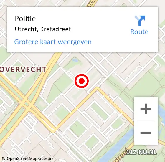 Locatie op kaart van de 112 melding: Politie Utrecht, Kretadreef op 8 oktober 2024 15:28