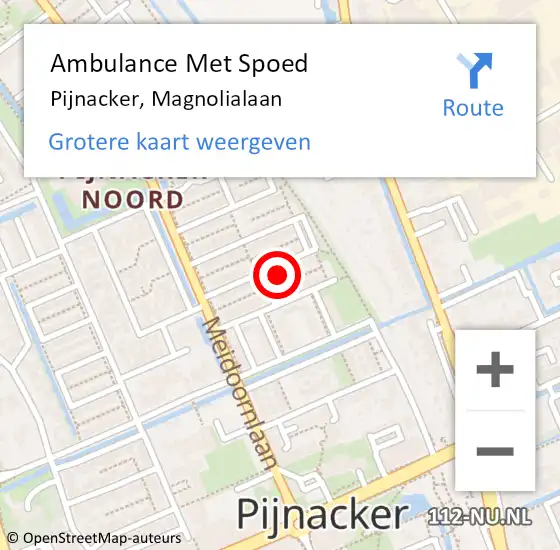 Locatie op kaart van de 112 melding: Ambulance Met Spoed Naar Pijnacker, Magnolialaan op 8 oktober 2024 15:31