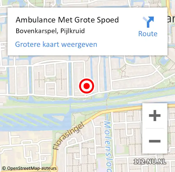 Locatie op kaart van de 112 melding: Ambulance Met Grote Spoed Naar Bovenkarspel, Pijlkruid op 22 oktober 2014 17:47