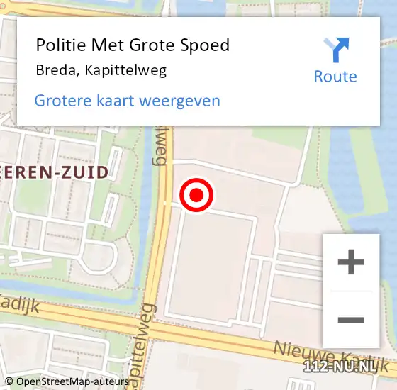 Locatie op kaart van de 112 melding: Politie Met Grote Spoed Naar Breda, Kapittelweg op 8 oktober 2024 16:04