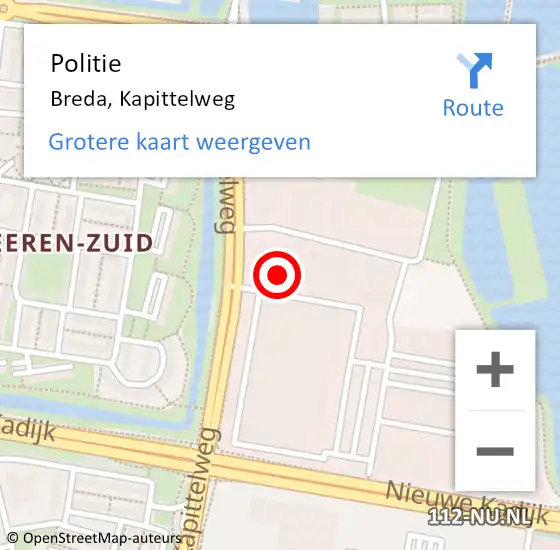 Locatie op kaart van de 112 melding: Politie Breda, Kapittelweg op 8 oktober 2024 16:05