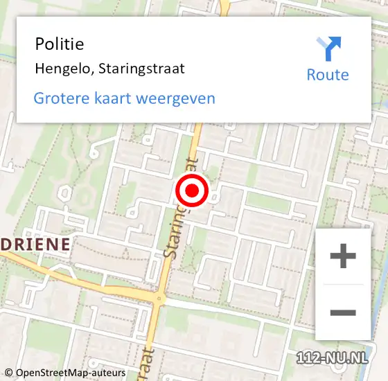 Locatie op kaart van de 112 melding: Politie Hengelo, Staringstraat op 8 oktober 2024 16:21