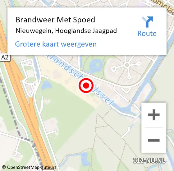 Locatie op kaart van de 112 melding: Brandweer Met Spoed Naar Nieuwegein, Hooglandse Jaagpad op 22 oktober 2014 17:51