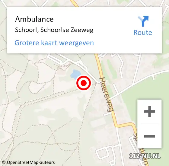 Locatie op kaart van de 112 melding: Ambulance Schoorl, Schoorlse Zeeweg op 8 oktober 2024 16:44