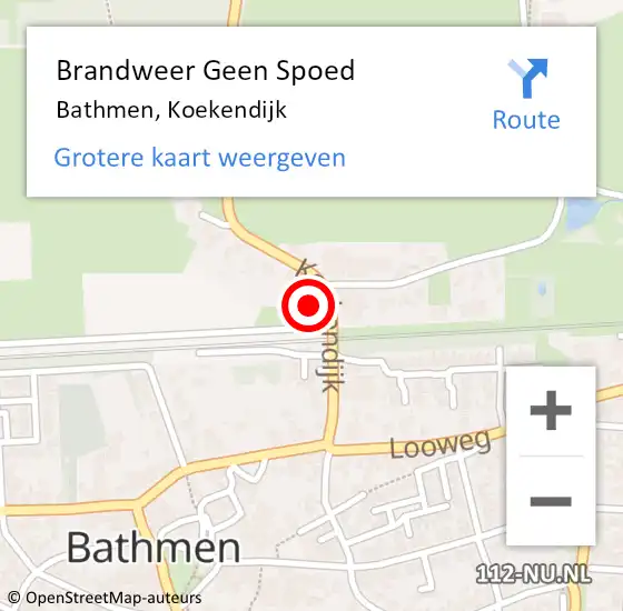 Locatie op kaart van de 112 melding: Brandweer Geen Spoed Naar Bathmen, Koekendijk op 8 oktober 2024 16:49