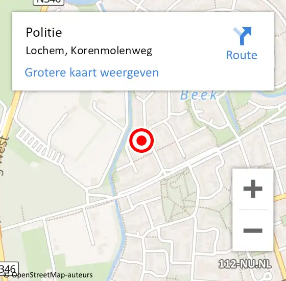 Locatie op kaart van de 112 melding: Politie Lochem, Korenmolenweg op 8 oktober 2024 16:50