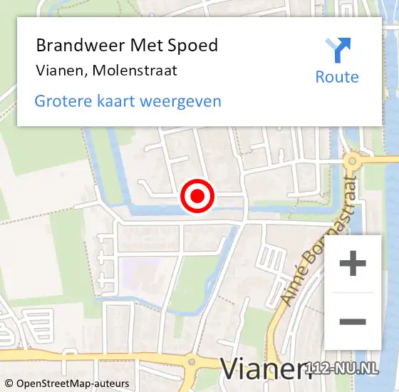 Locatie op kaart van de 112 melding: Brandweer Met Spoed Naar Vianen, Molenstraat op 8 oktober 2024 16:51