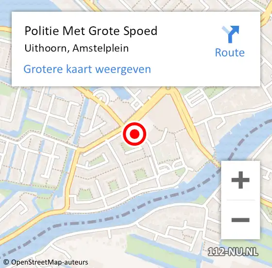 Locatie op kaart van de 112 melding: Politie Met Grote Spoed Naar Uithoorn, Amstelplein op 8 oktober 2024 16:51