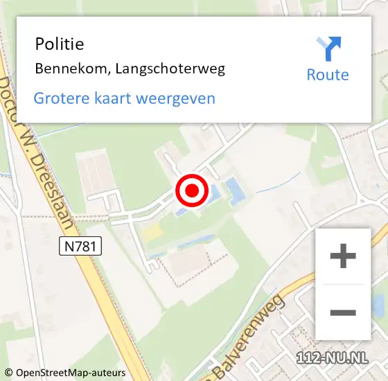 Locatie op kaart van de 112 melding: Politie Bennekom, Langschoterweg op 8 oktober 2024 16:53