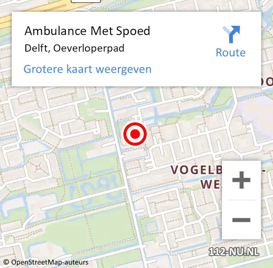 Locatie op kaart van de 112 melding: Ambulance Met Spoed Naar Delft, Oeverloperpad op 8 oktober 2024 16:56