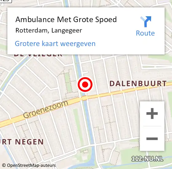 Locatie op kaart van de 112 melding: Ambulance Met Grote Spoed Naar Rotterdam, Langegeer op 8 oktober 2024 17:03