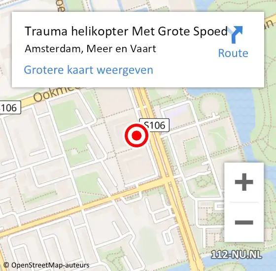 Locatie op kaart van de 112 melding: Trauma helikopter Met Grote Spoed Naar Amsterdam, Meer en Vaart op 8 oktober 2024 17:13