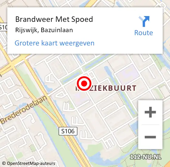 Locatie op kaart van de 112 melding: Brandweer Met Spoed Naar Rijswijk, Bazuinlaan op 8 oktober 2024 17:19