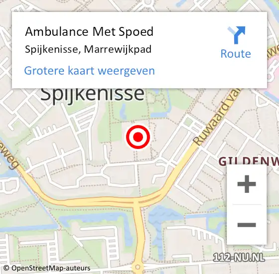 Locatie op kaart van de 112 melding: Ambulance Met Spoed Naar Spijkenisse, Marrewijkpad op 8 oktober 2024 17:29