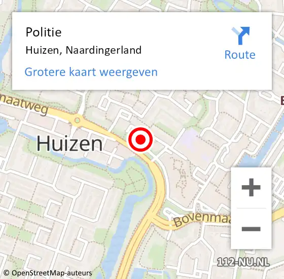 Locatie op kaart van de 112 melding: Politie Huizen, Naardingerland op 8 oktober 2024 17:29