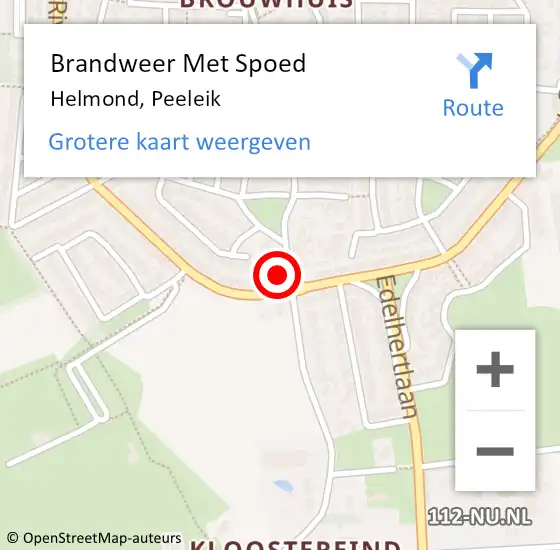 Locatie op kaart van de 112 melding: Brandweer Met Spoed Naar Helmond, Peeleik op 8 oktober 2024 17:29