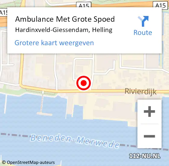 Locatie op kaart van de 112 melding: Ambulance Met Grote Spoed Naar Hardinxveld-Giessendam, Helling op 8 oktober 2024 17:40