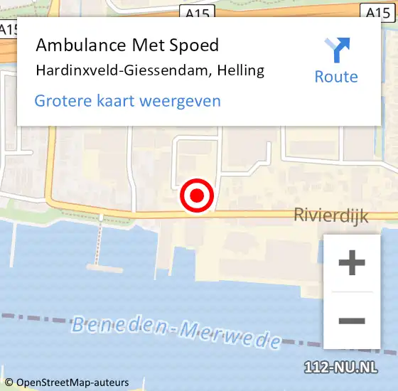 Locatie op kaart van de 112 melding: Ambulance Met Spoed Naar Hardinxveld-Giessendam, Helling op 8 oktober 2024 17:42