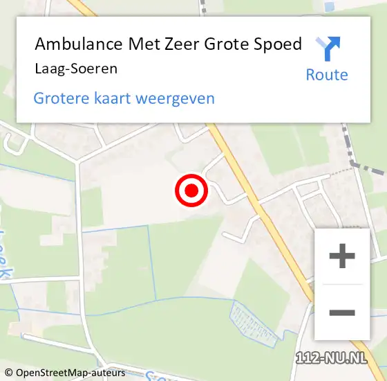 Locatie op kaart van de 112 melding: Ambulance Met Zeer Grote Spoed Naar Laag-Soeren op 8 oktober 2024 18:02