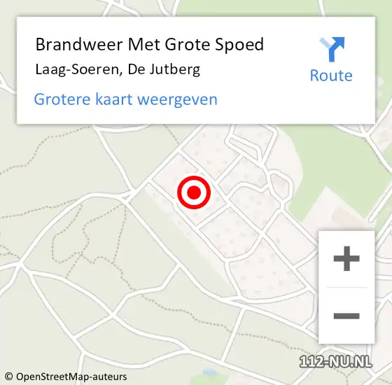 Locatie op kaart van de 112 melding: Brandweer Met Grote Spoed Naar Laag-Soeren, De Jutberg op 8 oktober 2024 18:02