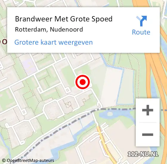 Locatie op kaart van de 112 melding: Brandweer Met Grote Spoed Naar Rotterdam, Nudenoord op 8 oktober 2024 18:12