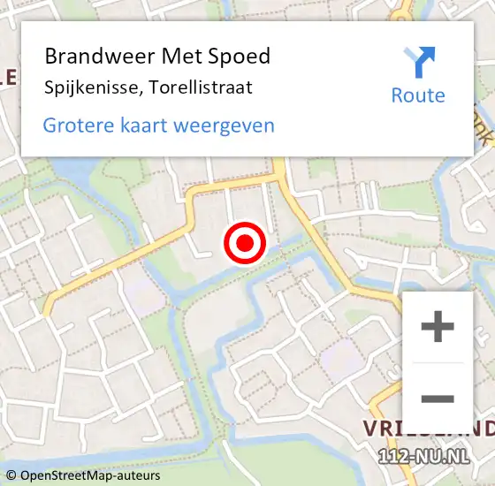 Locatie op kaart van de 112 melding: Brandweer Met Spoed Naar Spijkenisse, Torellistraat op 8 oktober 2024 18:36