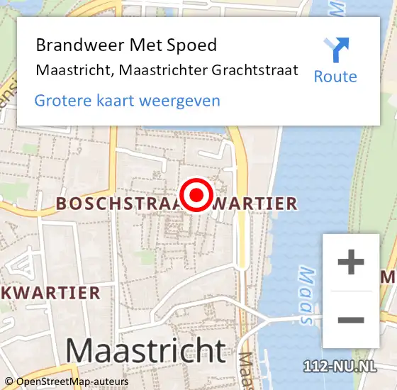 Locatie op kaart van de 112 melding: Brandweer Met Spoed Naar Maastricht, Maastrichter Grachtstraat op 8 oktober 2024 18:37