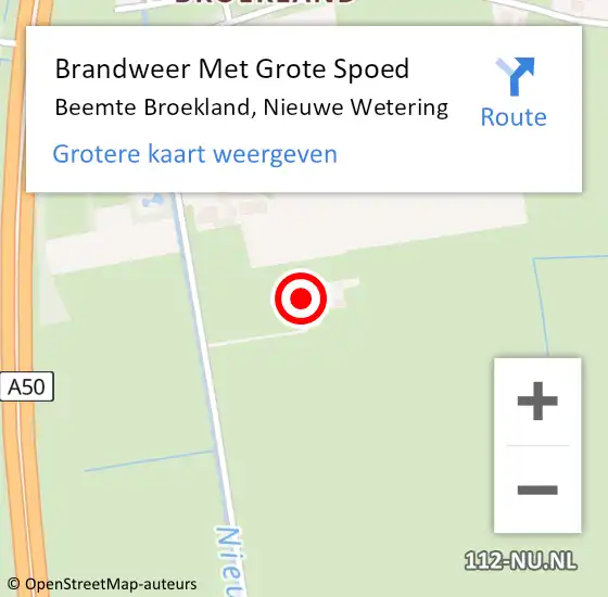 Locatie op kaart van de 112 melding: Brandweer Met Grote Spoed Naar Beemte Broekland, Nieuwe Wetering op 8 oktober 2024 18:39