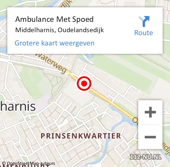 Locatie op kaart van de 112 melding: Ambulance Met Spoed Naar Middelharnis, Oudelandsedijk op 8 oktober 2024 19:03