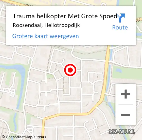 Locatie op kaart van de 112 melding: Trauma helikopter Met Grote Spoed Naar Roosendaal, Heliotroopdijk op 8 oktober 2024 19:07