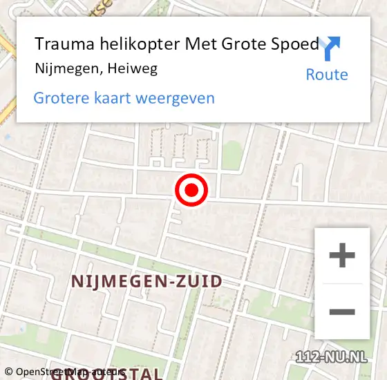 Locatie op kaart van de 112 melding: Trauma helikopter Met Grote Spoed Naar Nijmegen, Heiweg op 8 oktober 2024 19:21